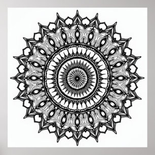 Mandala på vit poster