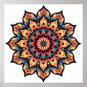 Mandala på vit poster