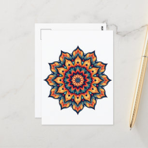 Mandala på vit vykort