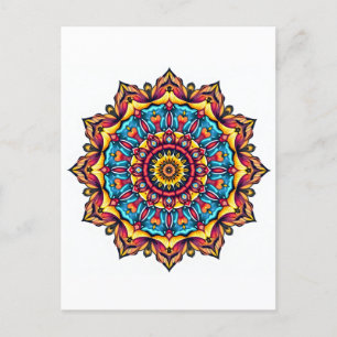 Mandala på vit vykort