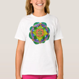 Mandala Painting Positive Girls' LAT Sportkläder T-shirt