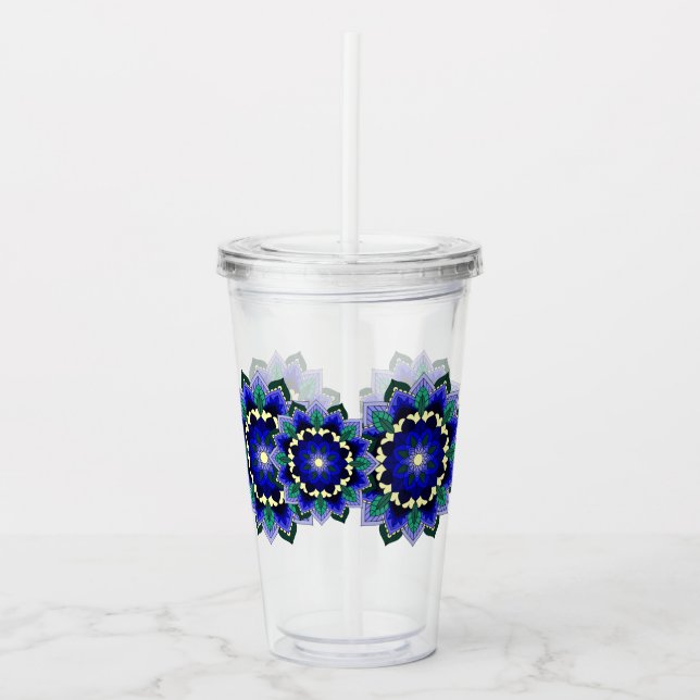 Mandala Pattern 02 in dark blue Take Away Mugg (Framsida)