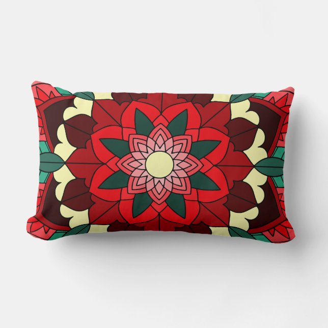Mandala Pattern 02 in red Lumbar Cushion Lumbarkudde (Framsida)