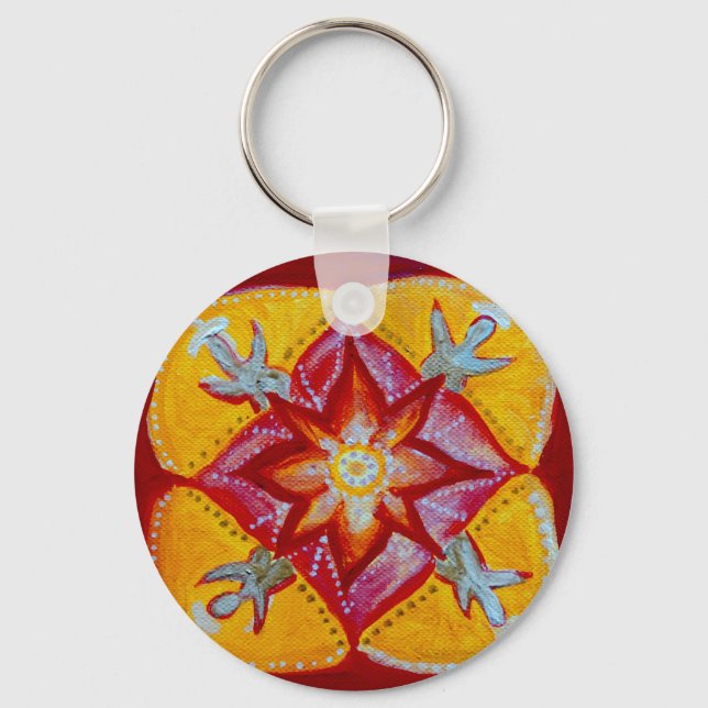 Mandala Peace 5,7 cm Basic Button Nyckelring (Framsida)