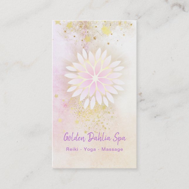 *~* Mandala Peach Dahlia Pastel Lavender AP2 Visitkort (Framsida)