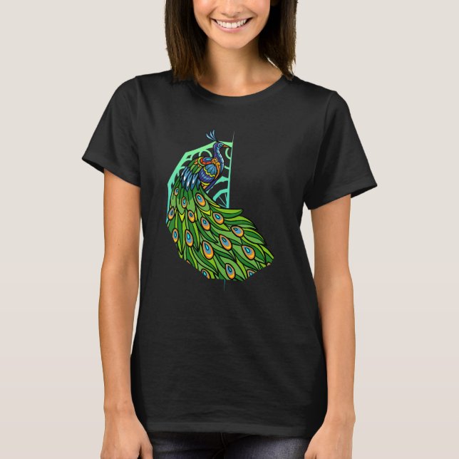 Mandala Peacock Cute Birds Animal Graphic T Shirt (Framsida)