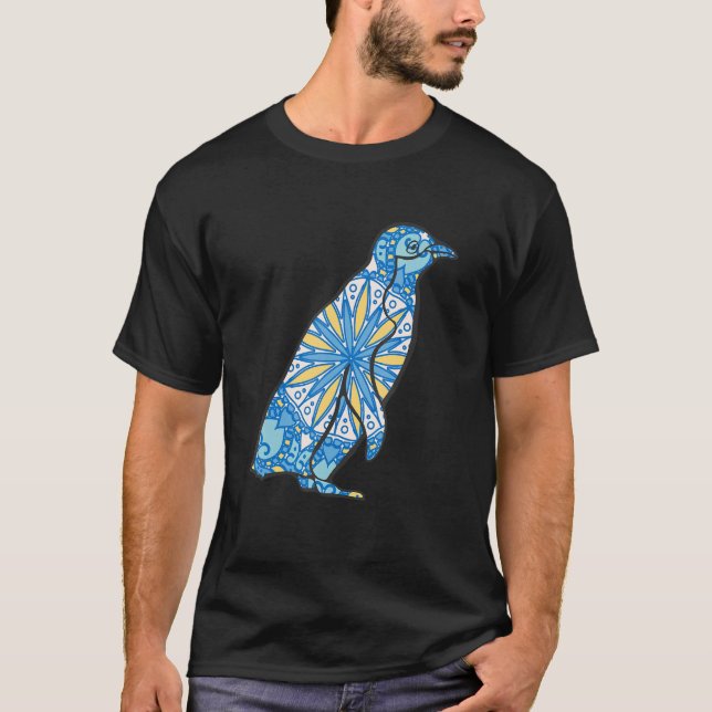 Mandala Penguin Geometric Mönster Mandala Animal T Shirt (Framsida)