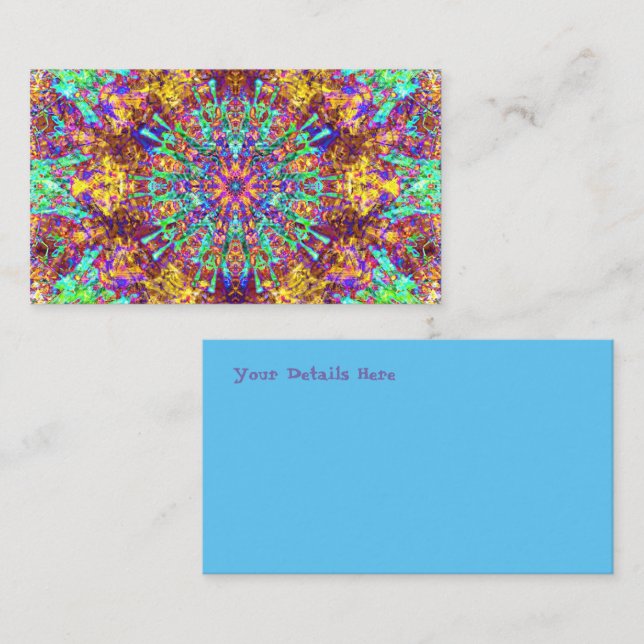 Mandala Psykedelisk Trippig Hippie Färg Sprut Visitkort (Fram/baksida)