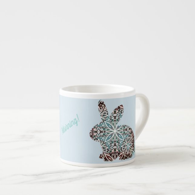 Mandala Rabbit Chocolate och Blues Espressomugg (Framsida höger)