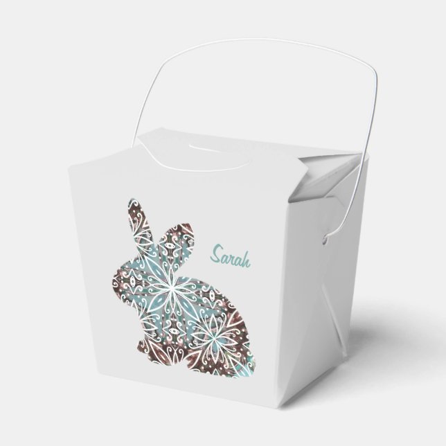 Mandala Rabbit Chocolate och Blues Gift Favor Box Presentaskar (Framsidan Sidan)