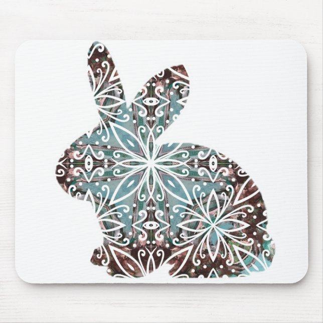 Mandala Rabbit Chocolate och Blues Musmatta (Framsidan)