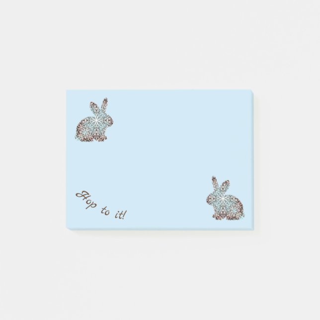 Mandala Rabbit Chocolate och Blues Post-it Block (Framsida)