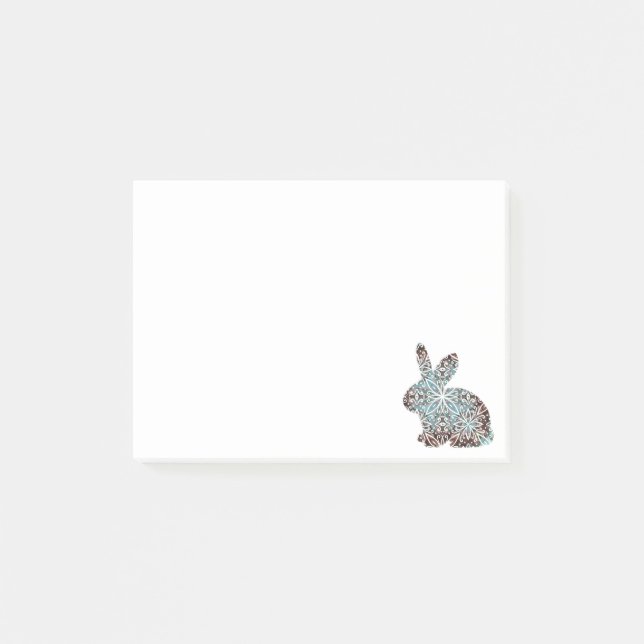 Mandala Rabbit Chocolate och Blues Post-it Block (Framsida)