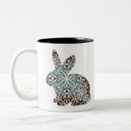 Mandala Rabbit Chocolate och Blues Två-Tonad Mugg