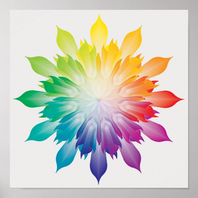 Mandala Rainbow Färg - Flower - Energy - Harmony Poster (Framsidan)