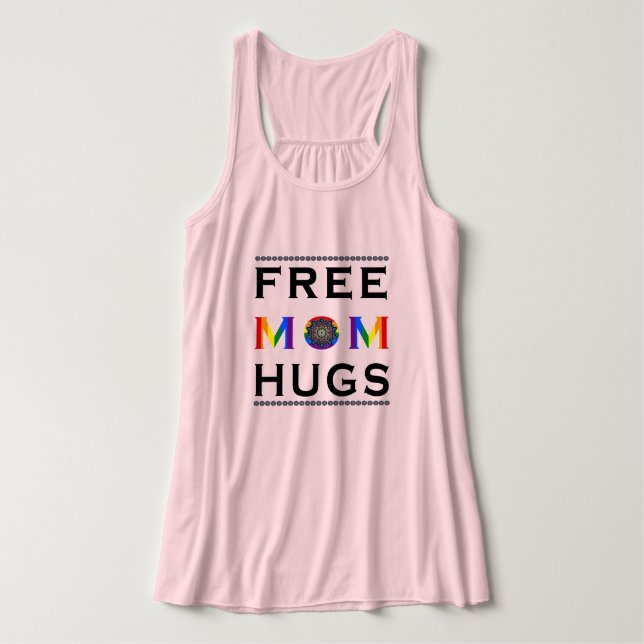 Mandala Rainbow Free Mamma Hugs Linne Med Racerback (Design framsida)