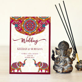 Mandala rangoli elephant indisk bröllopsinbjudan inbjudningar