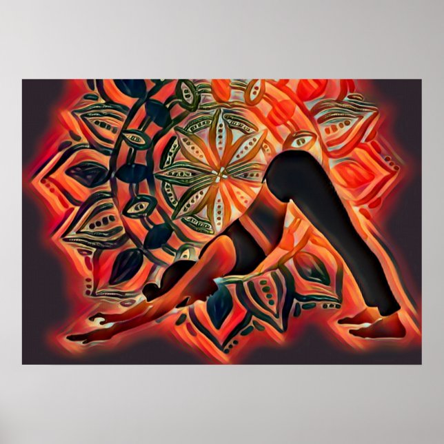 Mandala Red, Black, Brown Yoga Meditation Poster (Framsidan)
