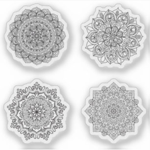 Mandala Retro hand hennatatueringsset 4x Klistermärken