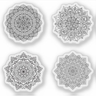 Mandala Retro-handhenna-tatuering 4 x Klistermärken