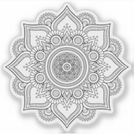Mandala Retro handritad svart & vit blomma Klistermärken