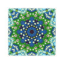 Mandala Retro Mosaic Grönt Blue Mönster