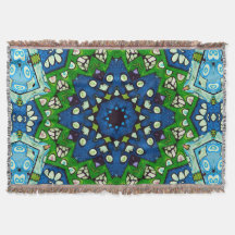 Mandala Retro Mosaic Grönt Blue Mönster