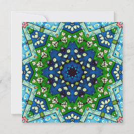 Mandala Retro Mosaic Grönt Blue Mönster Kort