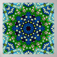 Mandala Retro Mosaic Grönt Blue Mönster