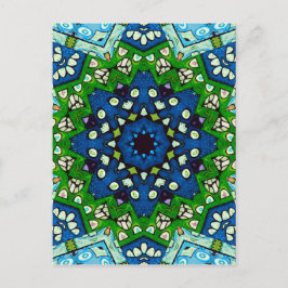 Mandala Retro Mosaic Grönt Blue Mönster Vykort
