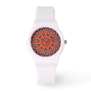 Mandala Retro Orange Hipster Armbandsur