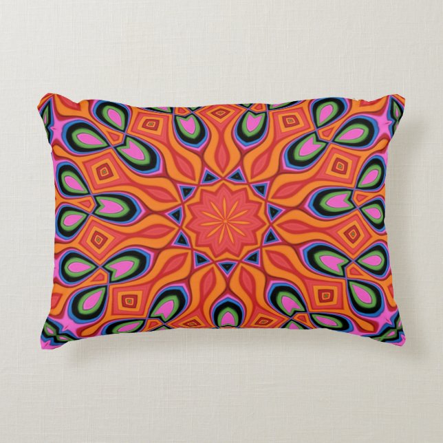 Mandala Retro Orange Hipster Decor Dekorativ kudde (Framsidan)