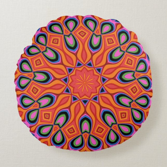 Mandala Retro Orange Hipster Decor Dekorativ kudde (Framsidan)