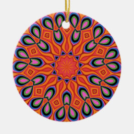 Mandala Retro Orange Hipster Decor Julgransprydnad Keramik