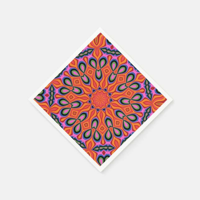 Mandala Retro Orange Hipster Decor Pappersservett (Hörn)