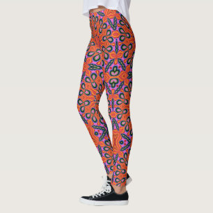 Mandala Retro Orange Psychedelic Yoga leggings
