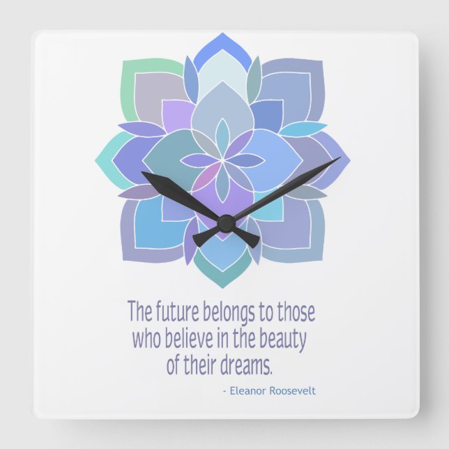 Mandala Roosevelt Beauty Quote Fyrkantig Klocka (Framsida)
