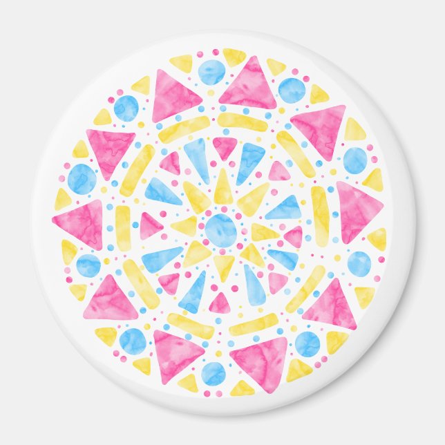 Mandala Rosa Blue Gult Pansexual Pride Flagga Magnet (Framsidan)