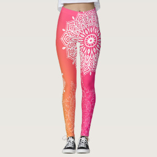 Mandala Rosa och Gult YOGA Leggings