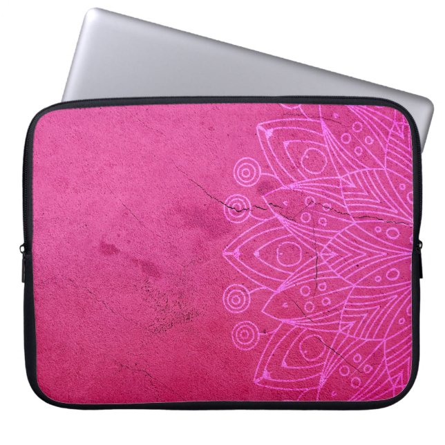 Mandala rosas bakgrundsdekoration laptop fodral (Framsidan)