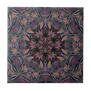 Mandala Rosette Blommigt Twine Retro Boho Kakelplatta