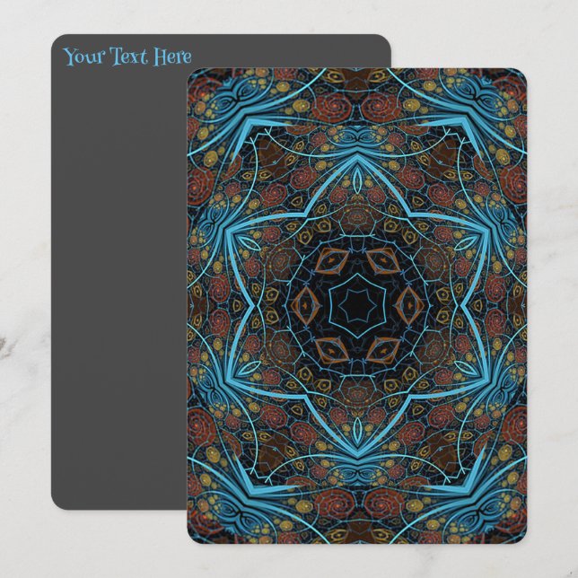 Mandala Rosette Boho Bohemian Stil Dandy Mönster Inbjudningar (Fram/baksida)