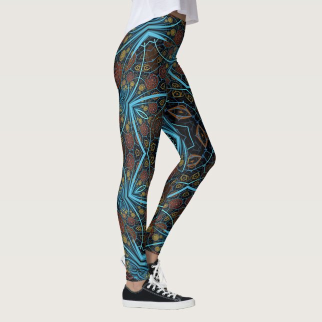 Mandala Rosette Boho Bohemian Stil Dandy Mönster Leggings (Höger)