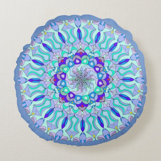 Mandala Round Golv Cushion Rund Kudde (Framsidan)