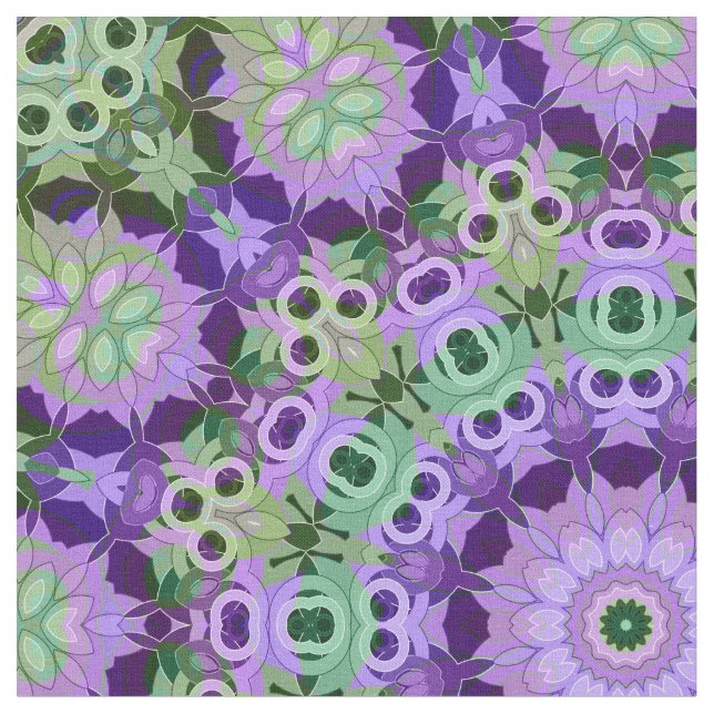 Mandala round mönster kaleidoscope retro hippie hs tyg (Närbild)