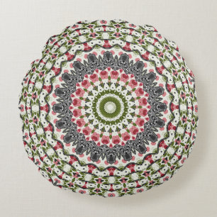 Mandala round mönster kaleidoscope Round Pillow Rund Kudde