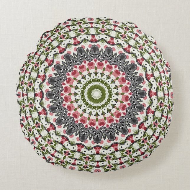Mandala round mönster kaleidoscope Round Pillow Rund Kudde (Framsidan)