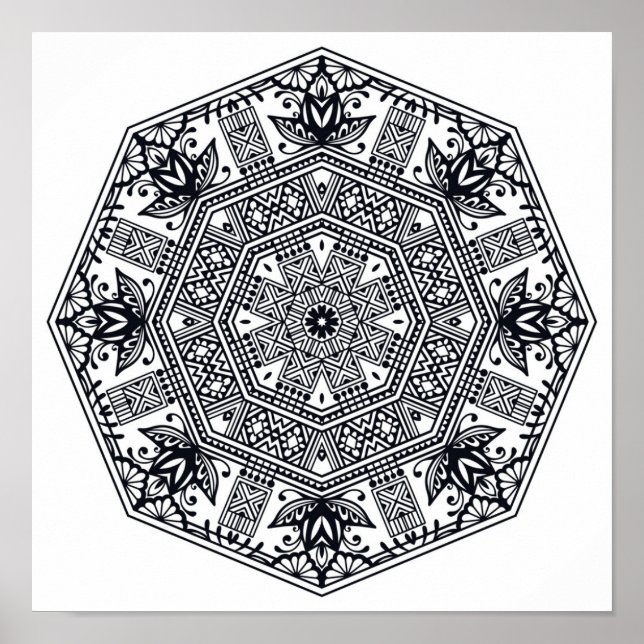 Mandala Round Ornament 2 Poster (Framsidan)
