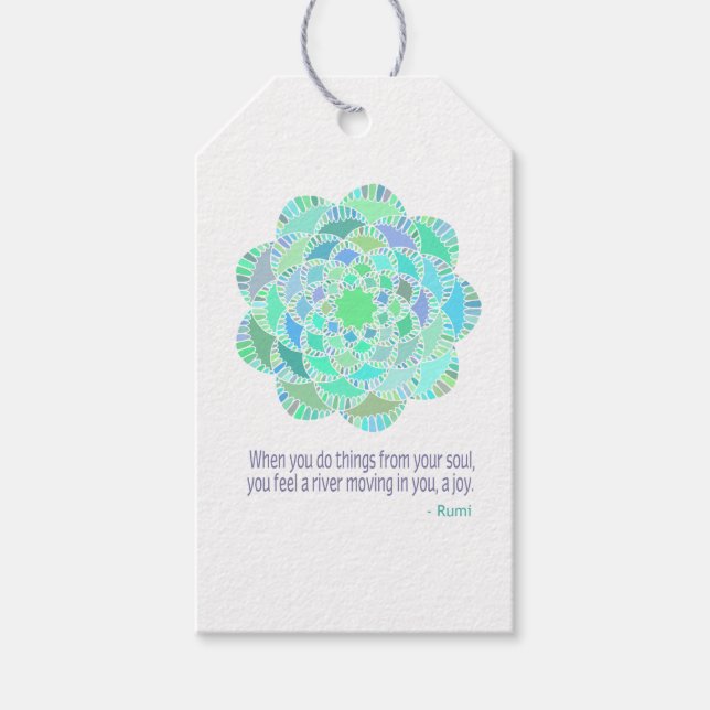Mandala Rumi Joy Quote Presentetikett (Framsidan)