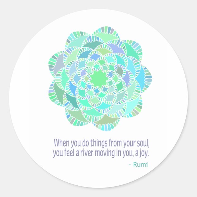 Mandala Rumi Joy Quote Runt Klistermärke (Framsida)